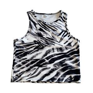 Balance Collection Black White Cropped‎ Yoga Tank Top Size Small